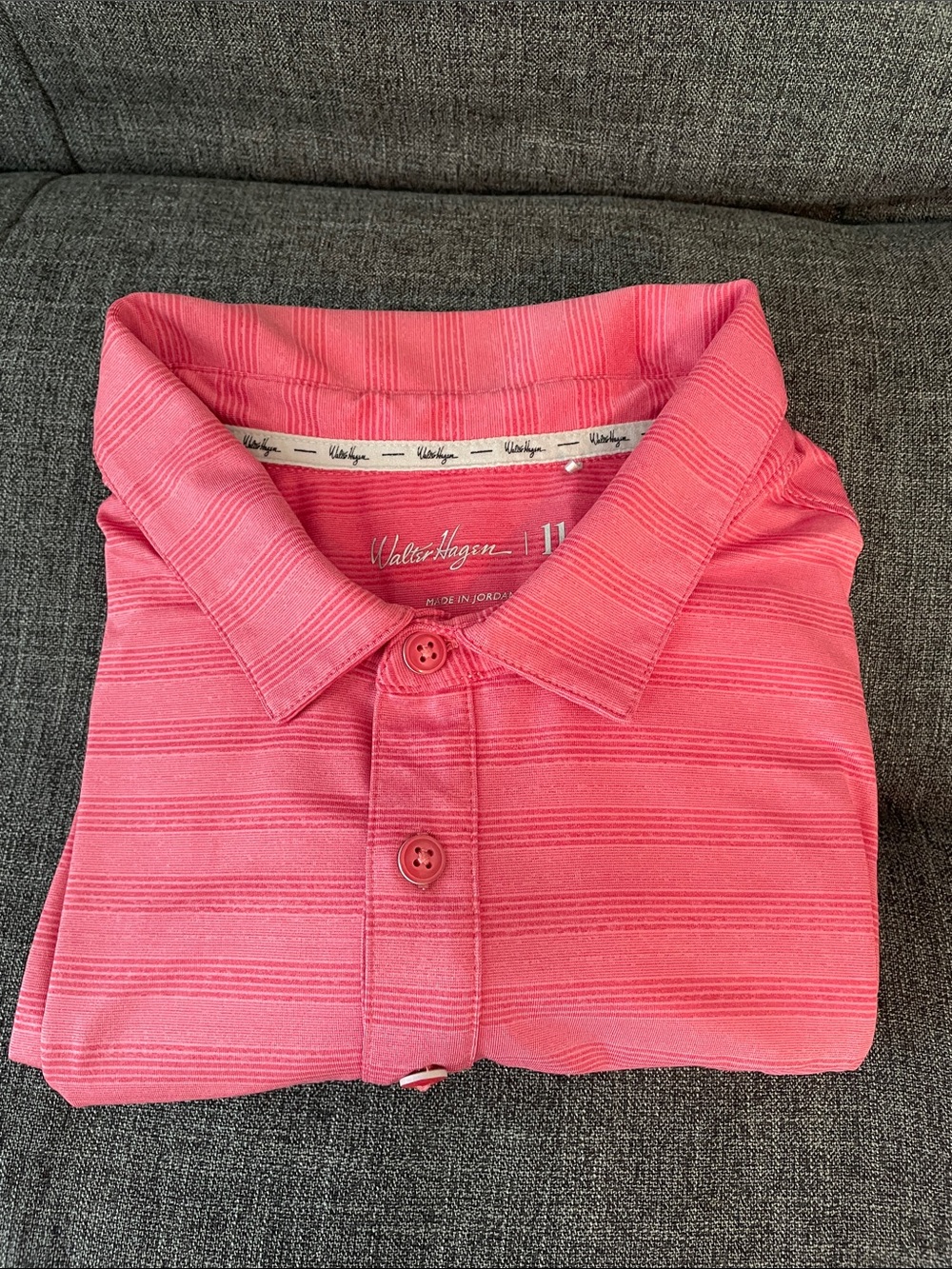 Walter Hagen Pink Striped Men's Polo Shirt - Picture 2 of 7